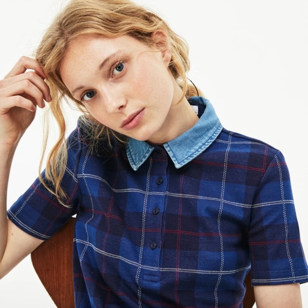 Lacoste. Tartan check cotton jacquard polo.